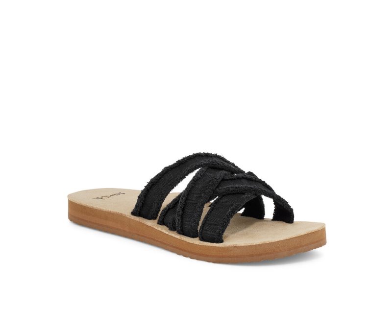 Sanuk Fraidy Slide Women's Sandals Black | Canada 142QMA